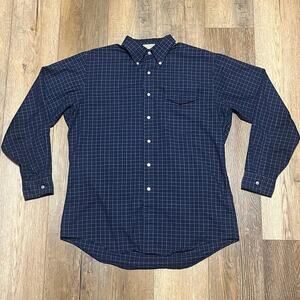 Vtg LL Bean Blue Plaid Button Down Shirt Mens 16.5/35 Or Large USA 1994 Preppy